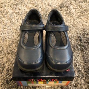 Girls Stride Rite Navy Leather Velcro Dress Shoes
